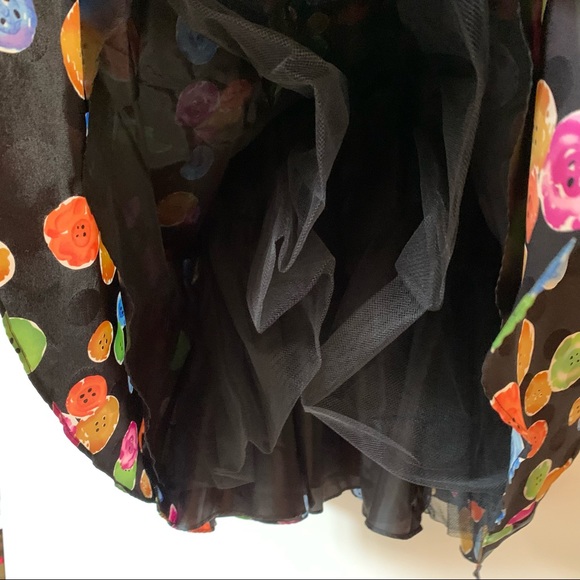 Size 8 Button Print Silk Party Dress - Picture 4 of 10